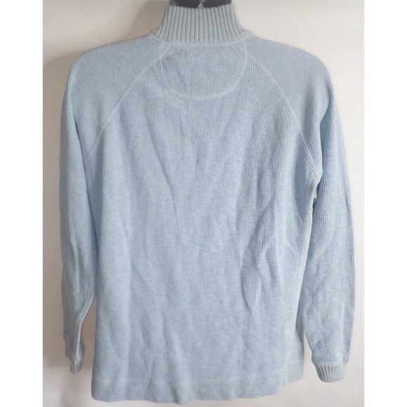 Tommy Bahama Mock Neck Sweater Mens S Blue Quarter Button Cotton Preppy - Picture 4 of 5